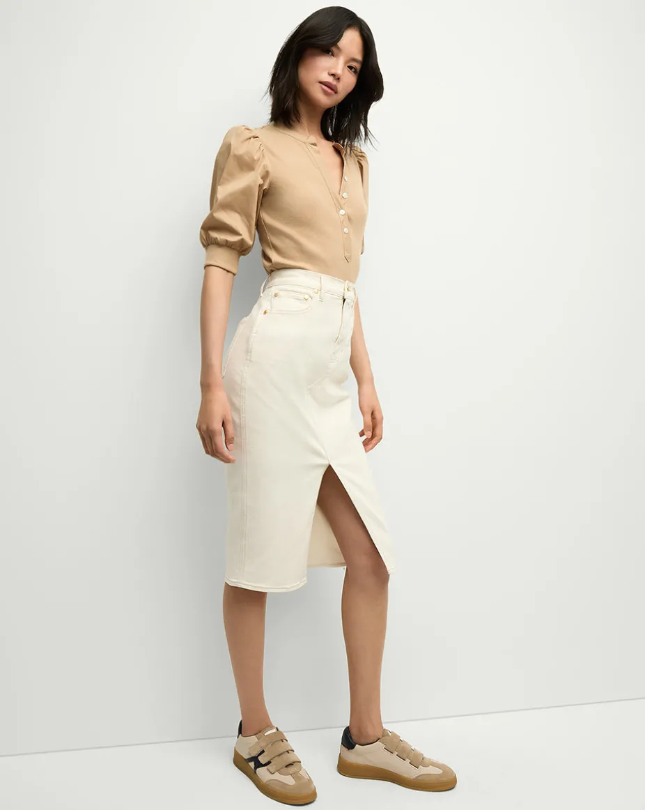 Breves Denim Skirt in Ecru