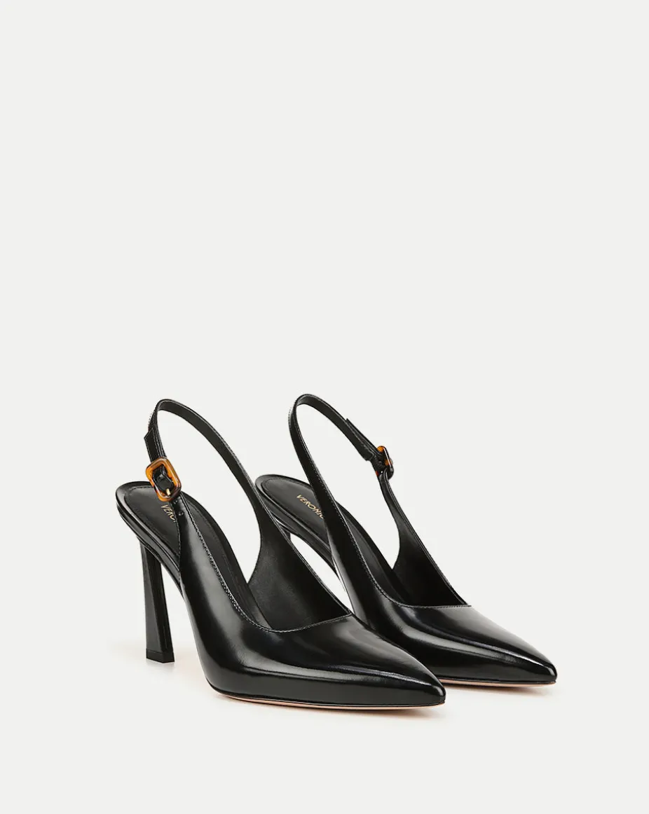 Callie Leather Slingback Pump in Black
