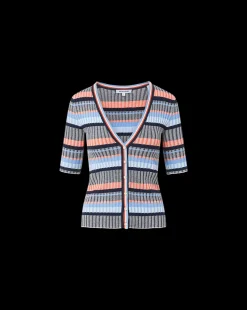 Calliope Ribbed Cardigan in Blue Multi