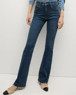 Cameron Bootcut Jean with Raw Hem in Dark Blue Denim