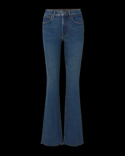 Cameron Bootcut Jean with Raw Hem in Dark Blue Denim