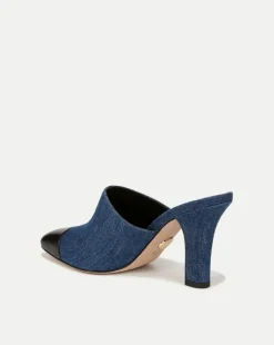 Carlotta Denim Mixed-Media Heel in Blue