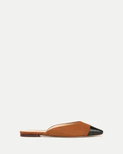Carlotta Suede Flat in Black/Caramel