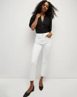 Carly Raw Hem Kick-Flare Jean in White