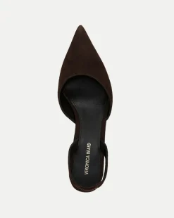 Caroline Suede Slingback Pump in Dark Brown