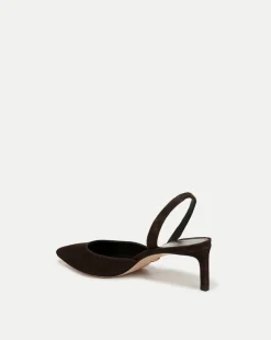Caroline Suede Slingback Pump in Dark Brown