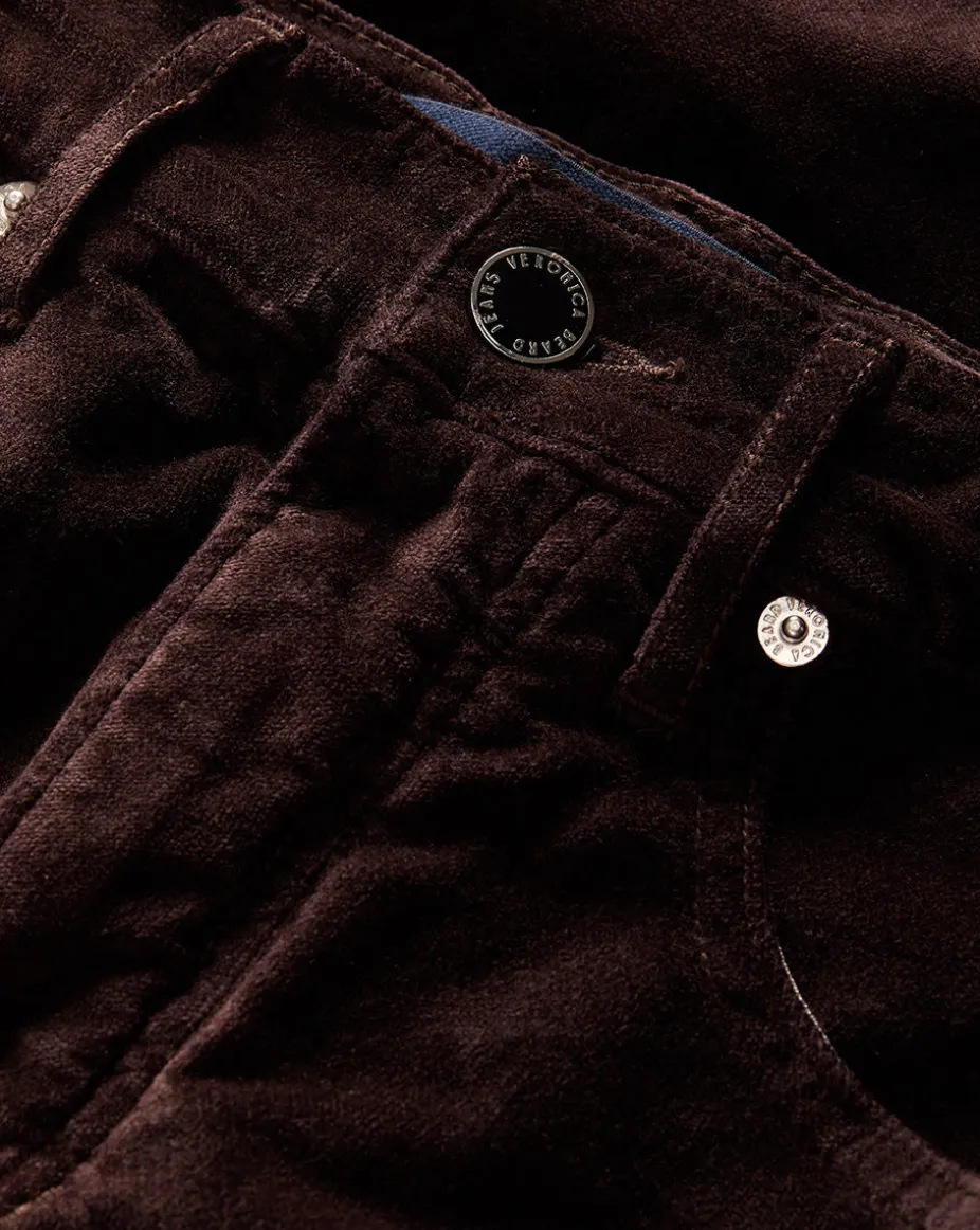 Carson Ankle Flare Velvet in Dark Chocolate