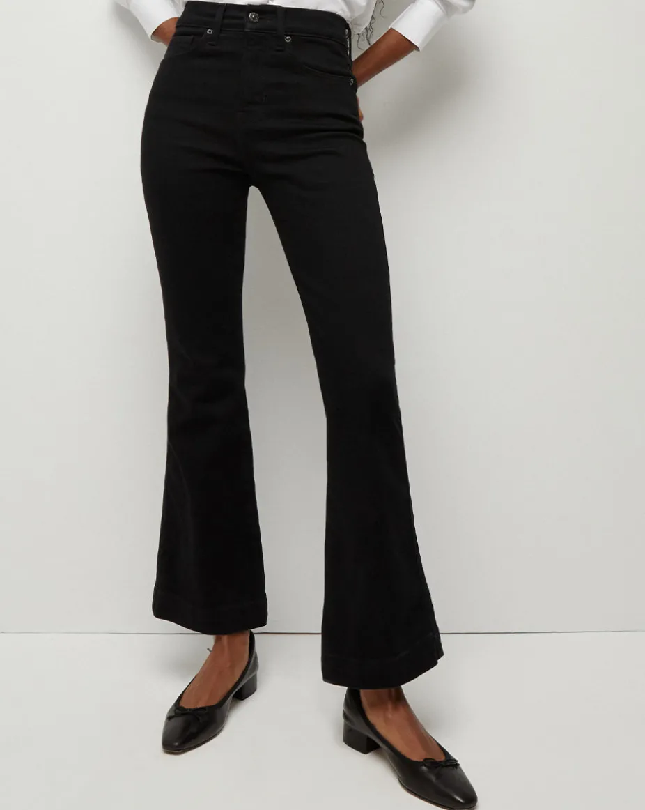 Carson Black Washed Kick-Flare Jeans