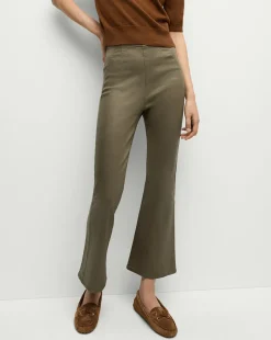 Carson Coated Off-Duty Kick-Flare Jean in Army High Gloss