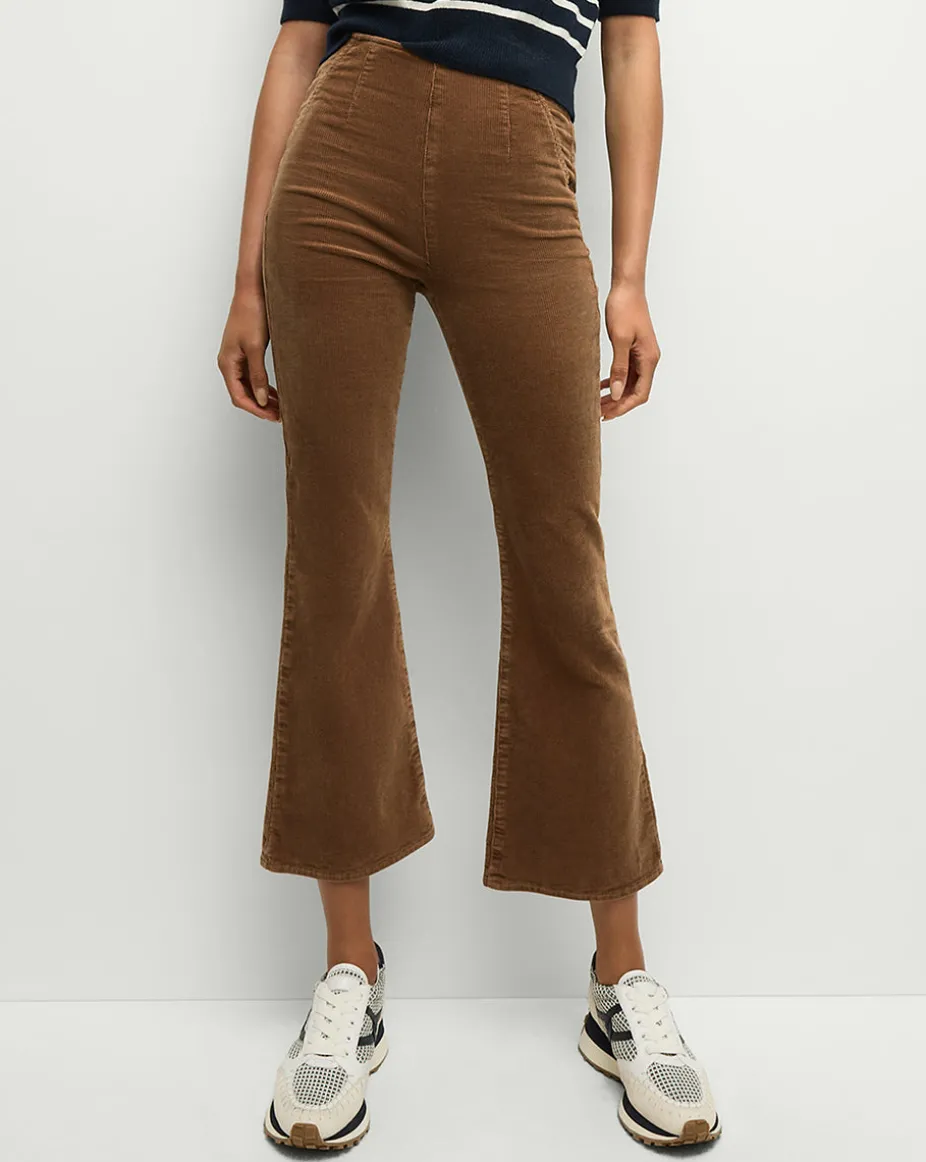 Carson Corduroy Kick-Flare Jeans in Brown