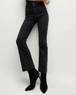 Carson Kick-Flare Jean in Washed Black Denim