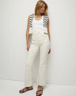 Carson Patch Pocket Kick-Flare Jean in Ecru