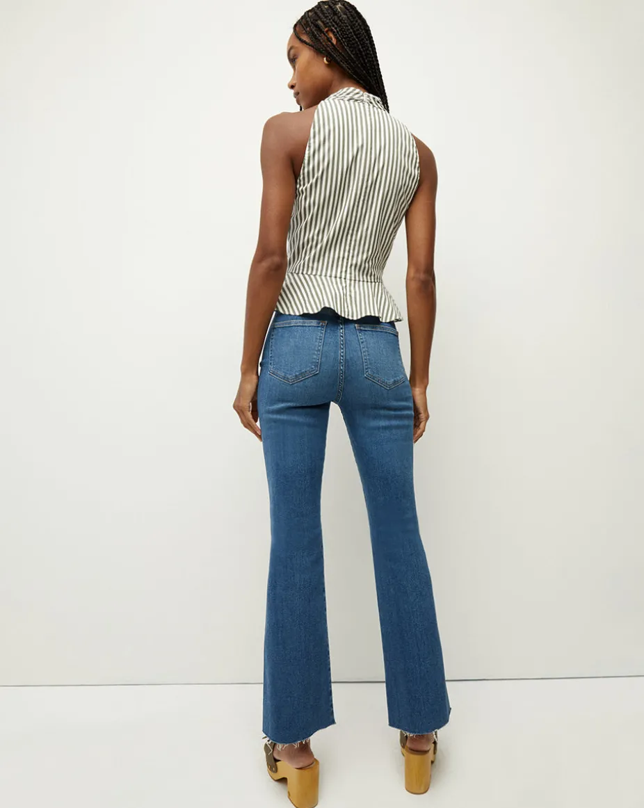 Carson Raw Hem Kick-Flare Jean in Serendipity