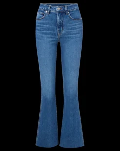 Carson Raw Hem Kick-Flare Jean in Serendipity