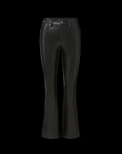 Carson Vegan Leather Kick-Flare Pant in Black