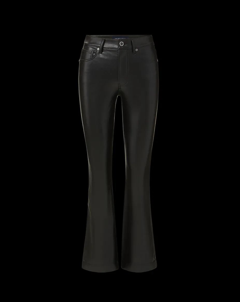 Carson Vegan Leather Kick-Flare Pant in Black