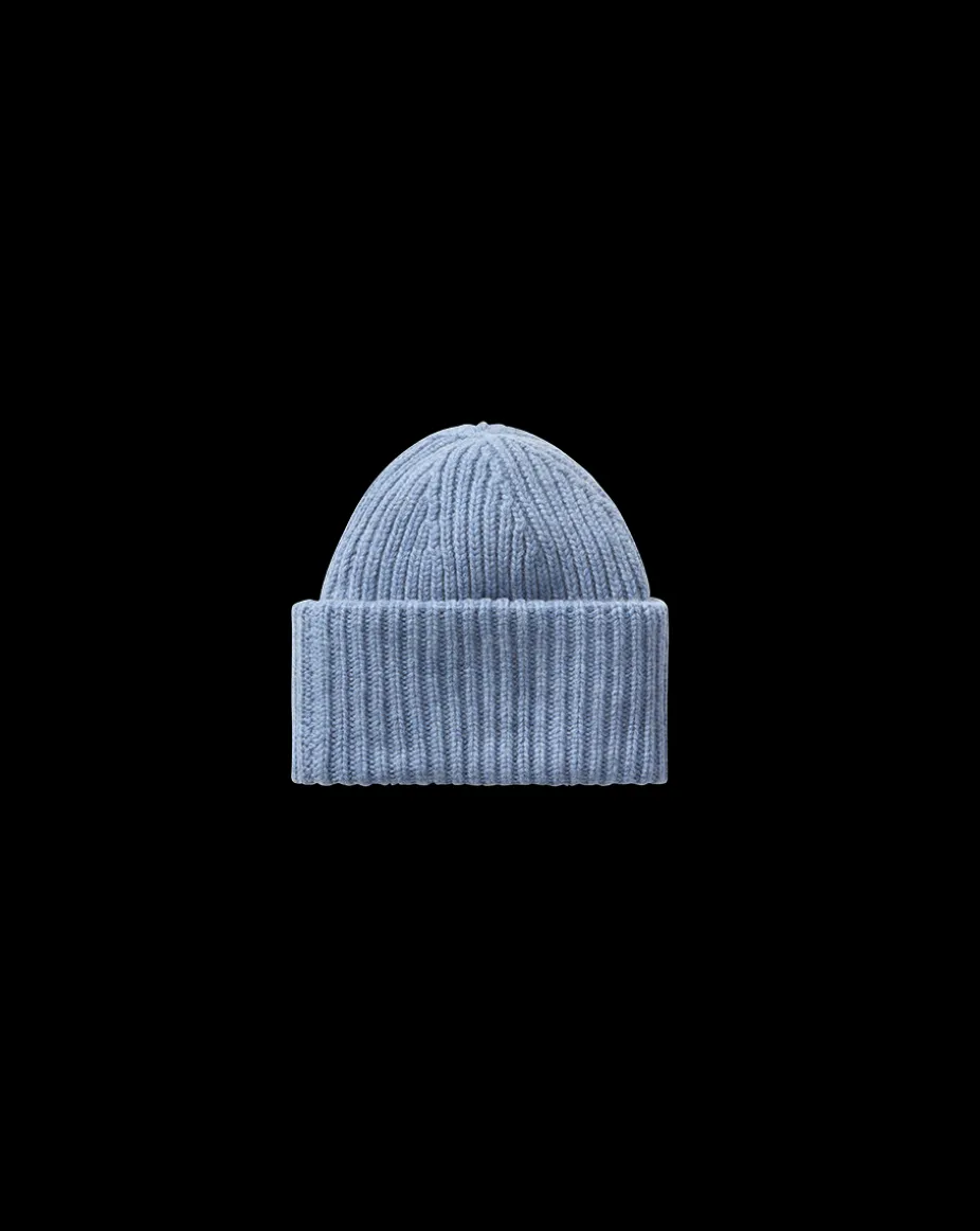 Cashmere Foldover Beanie in Smoke Blue