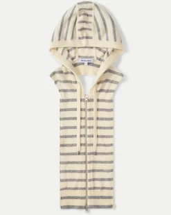 Cashmere Hoodie Dickey in Ivory/Heather Grey