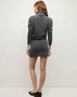 Cassidy Merino Cashmere Turtleneck Dress in Charcoal