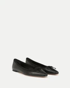 Catherine Leather Ballet Flat in Black