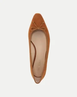 Catherine Suede Ballet Flat in Caramel