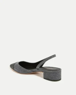 Cecile Cap-Toe Denim Slingback