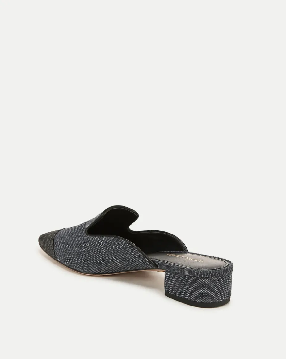 Cecile Denim Cap-Toe Mules