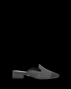 Cecile Denim Cap-Toe Mules