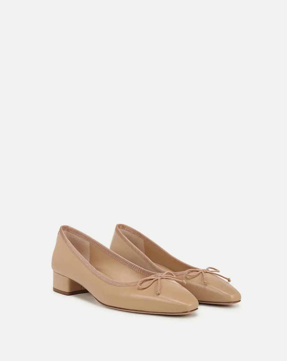 Cecile Leather Ballet Pump in Bisque