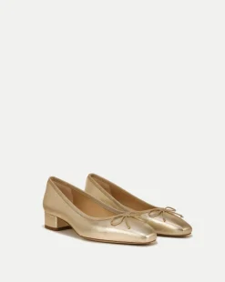 Cecile Metallic Leather Ballet Pumps