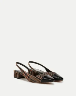 Cecile Plaid Cap-Toe Slingback in Camel Multi