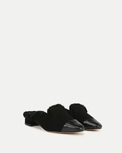 Cecile Shearling Mule in Black