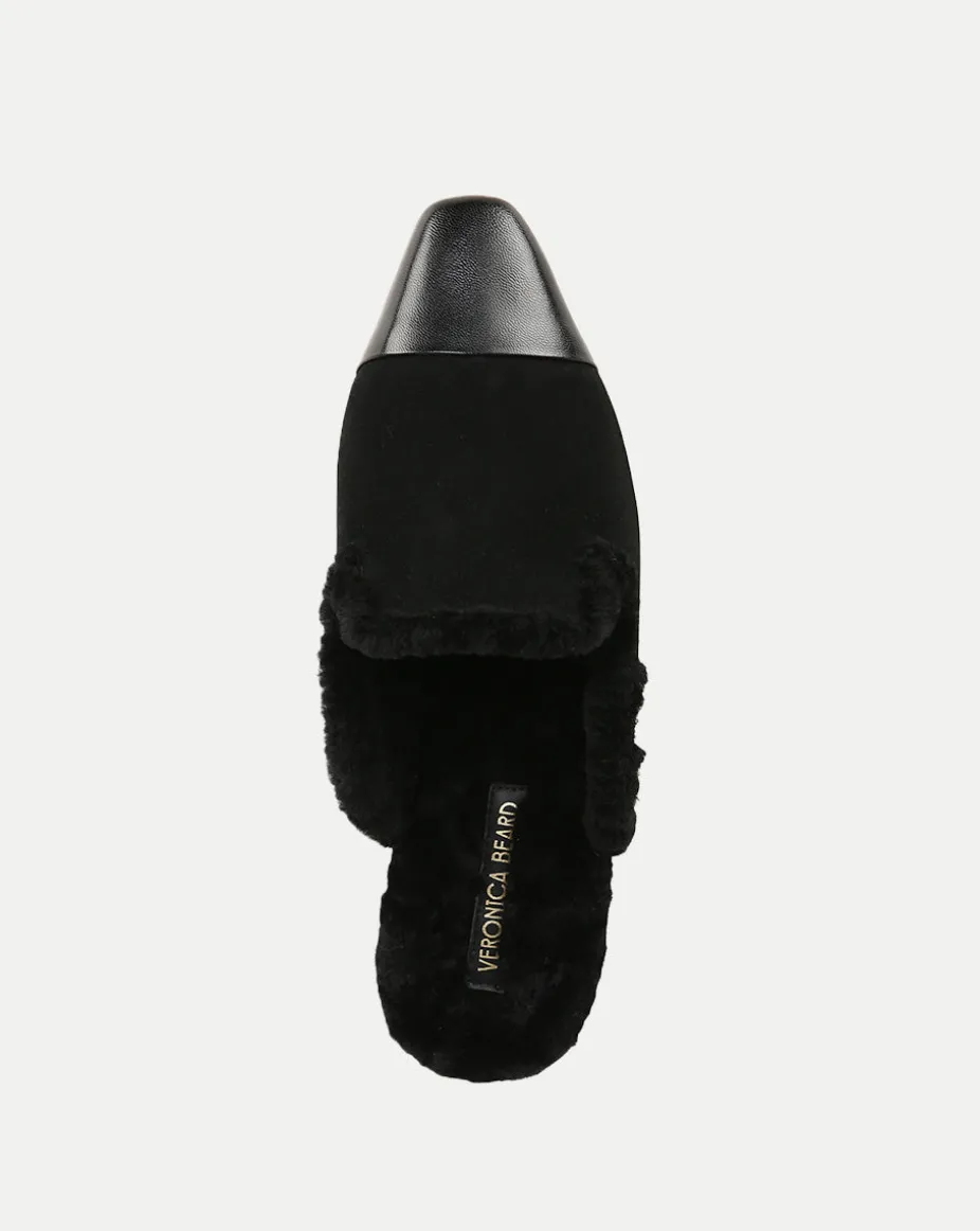 Cecile Shearling Mule in Black