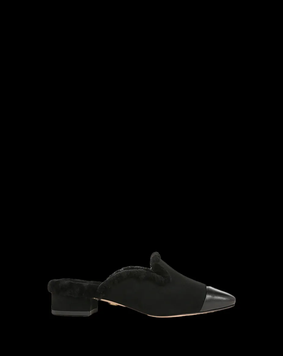 Cecile Shearling Mule in Black