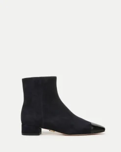 Cecile Suede Cap-Toe Bootie in Indigo/Black