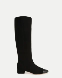 Cecile Suede Knee High Boots in Black