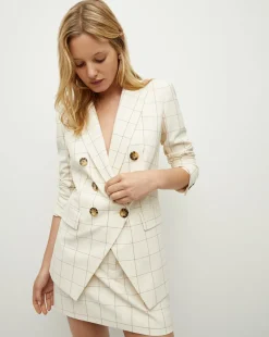 Charleston Plaid Dickey Jacket in Ecru/Deep Ochre