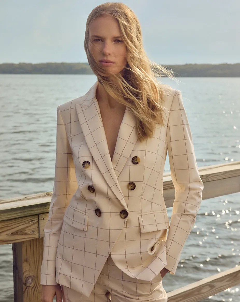 Charleston Plaid Dickey Jacket in Ecru/Deep Ochre