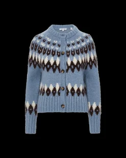 Christina Fairisle Cardigan in Smoke Blue Multi