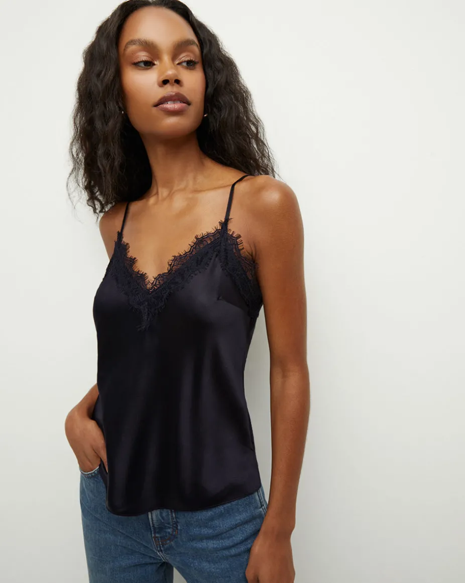 Ciarlo Lace-Trim Top in Navy