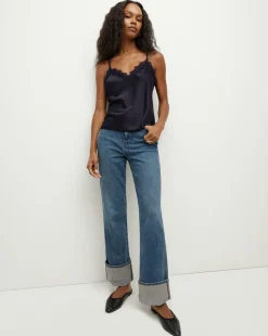 Ciarlo Lace-Trim Top in Navy