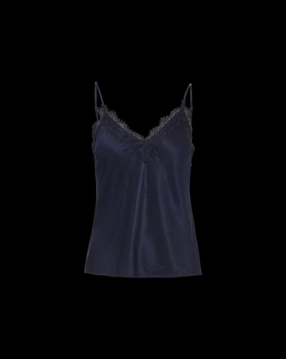 Ciarlo Lace-Trim Top in Navy