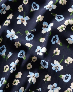 Clover Stretch-Silk Floral Skirt in Navy Multi