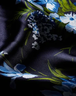 Clover Stretch-Silk Skirt in Navy Multi