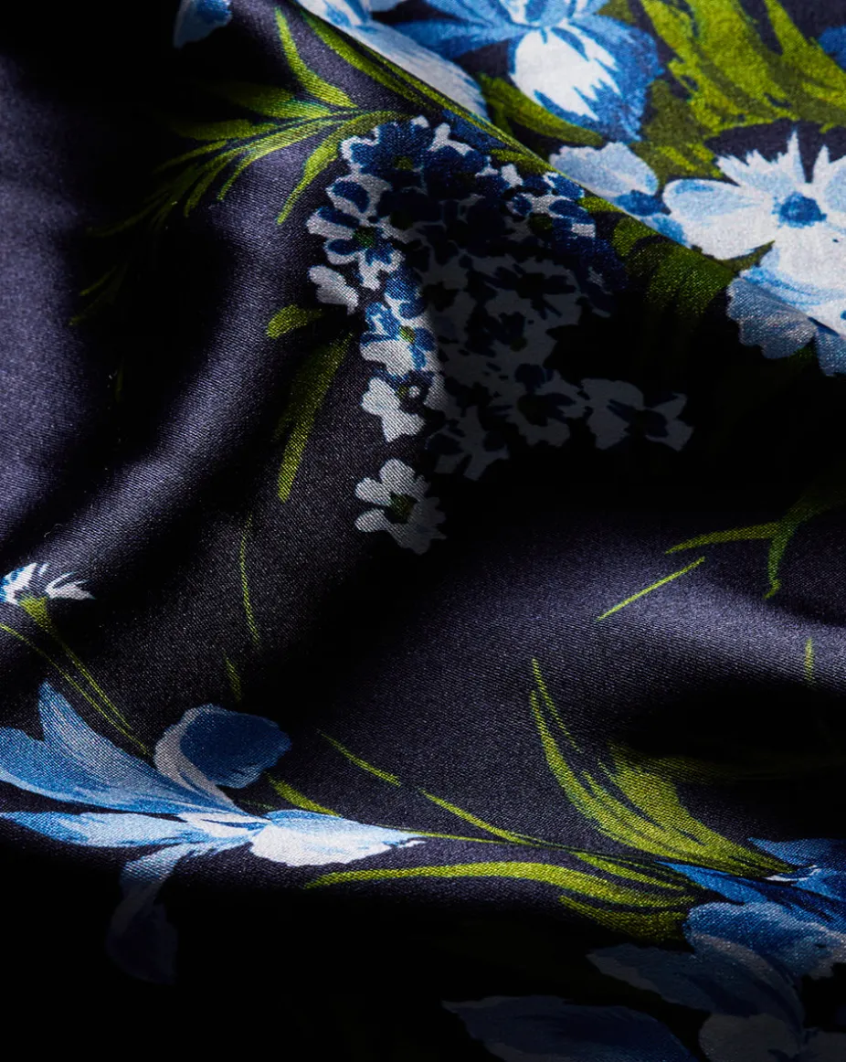 Clover Stretch-Silk Skirt in Navy Multi