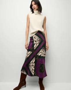 Clover Stretch-Silk Skirt in Pine Multi