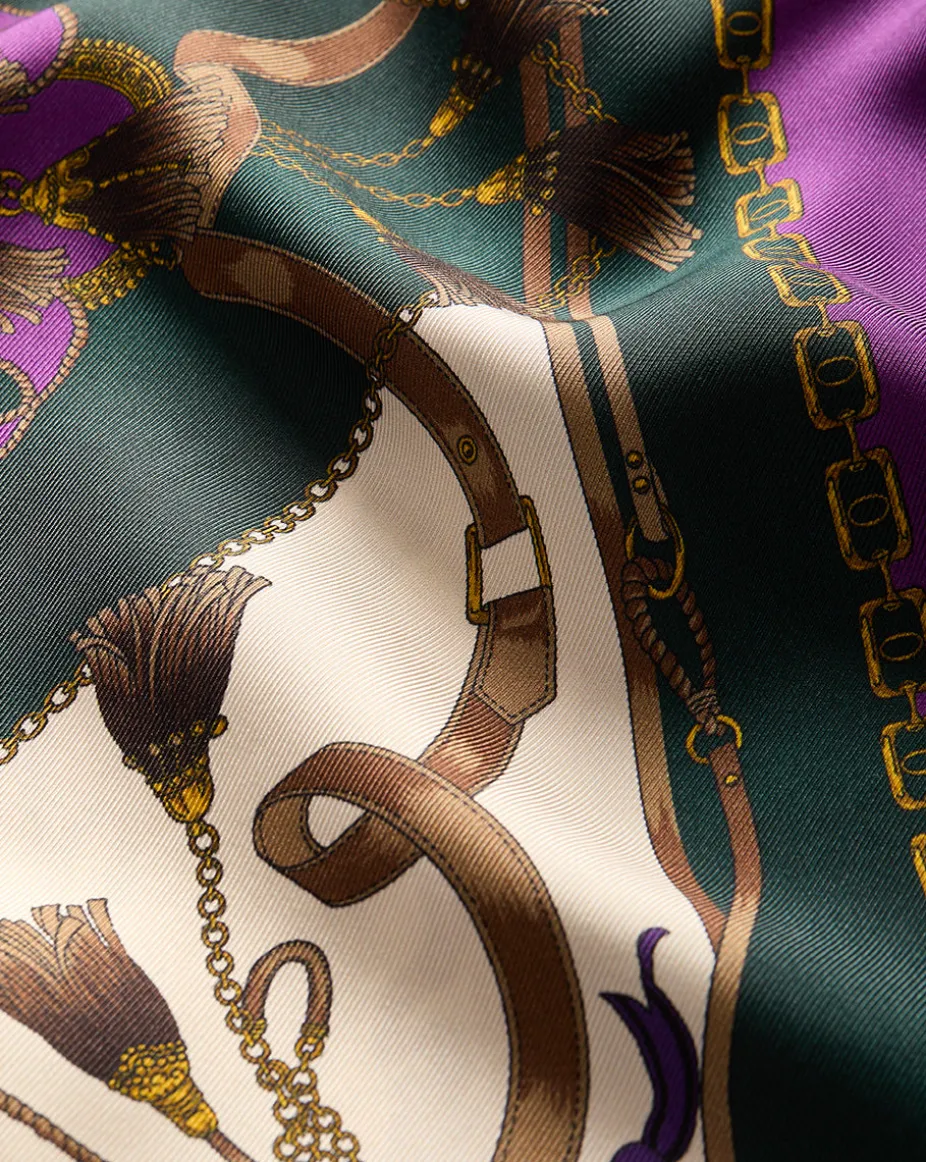 Clover Stretch-Silk Skirt in Pine Multi