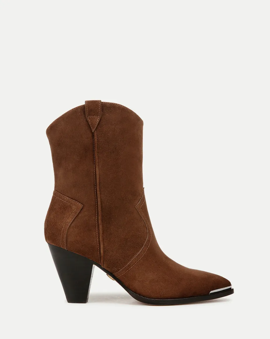 Cody Suede Western Bootie in Cedar