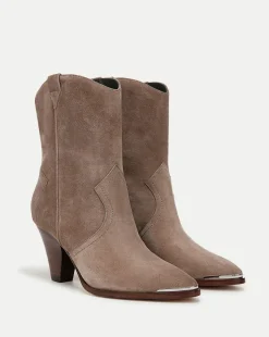 Cody Suede Western Bootie in Taupe