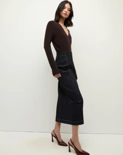 Coleta V-Neck Cashmere Sweater in Dark Chocolate